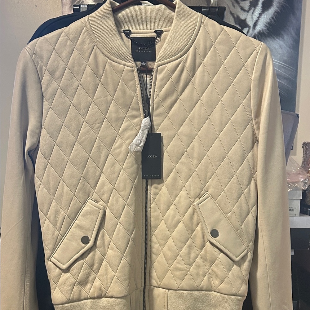 Joe's Jeans Beige Quilted Bomber Jacket